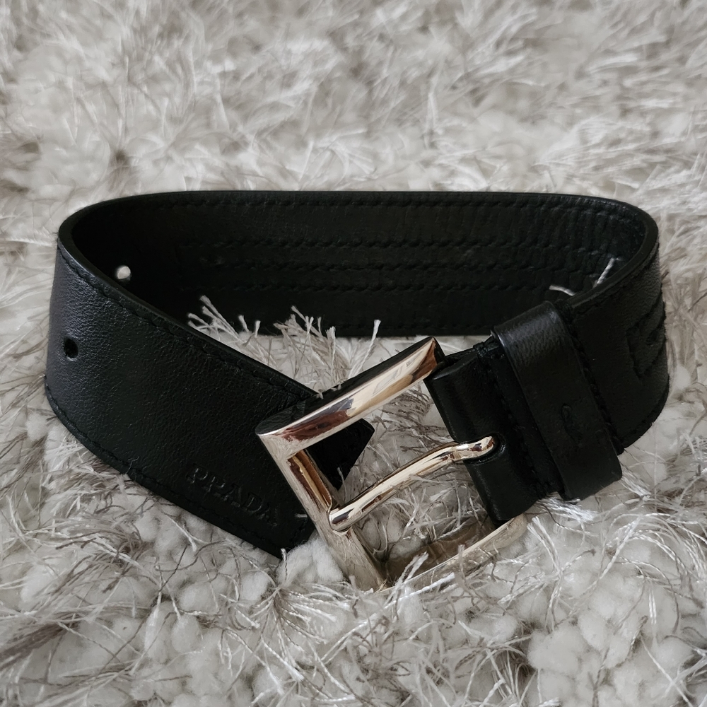 AUTHENTIC PRADA Leather Band Cuff Bracelet